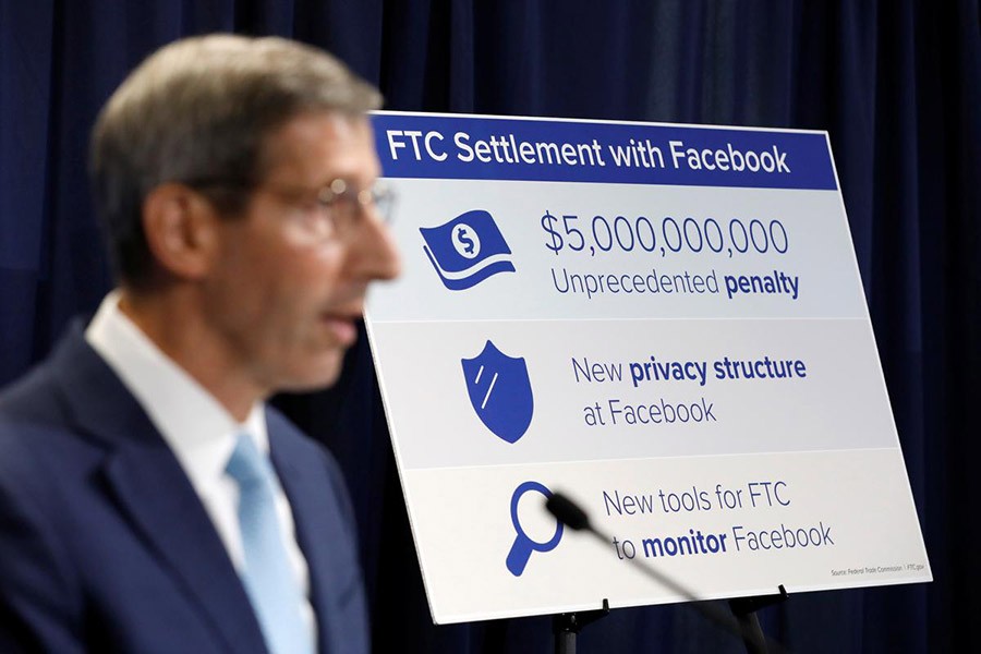 US Federal Trade Commission (FTC) Chairman Joe Simons announces that Facebook Inc has agreed to a settlement of allegations it mishandled user privacy during a news conference at FTC Headquarters in Washington, USA on, July 24, 2019. —Photo: Reuters