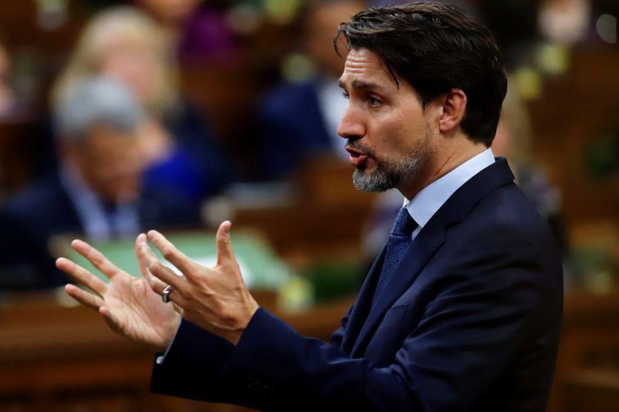 Canada's Prime Minister Justin Trudeau gestures as he speaks in parliament during Question Period in Ottawa, Ontario, Canada on February 18, 2020 — Reuters photo