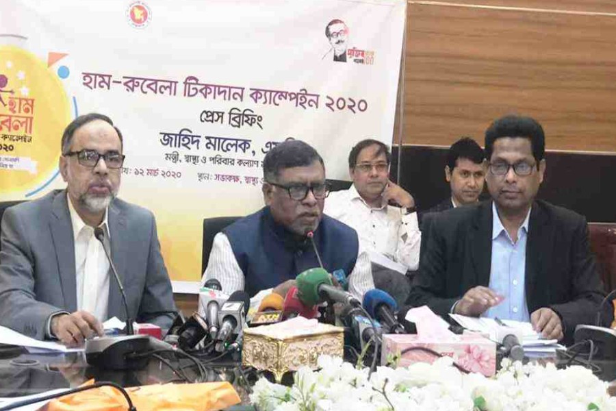 Health minister Zahid Maleque speaks to reporters at the Secretariat on Thursday, Mar 12. Photo: UNB