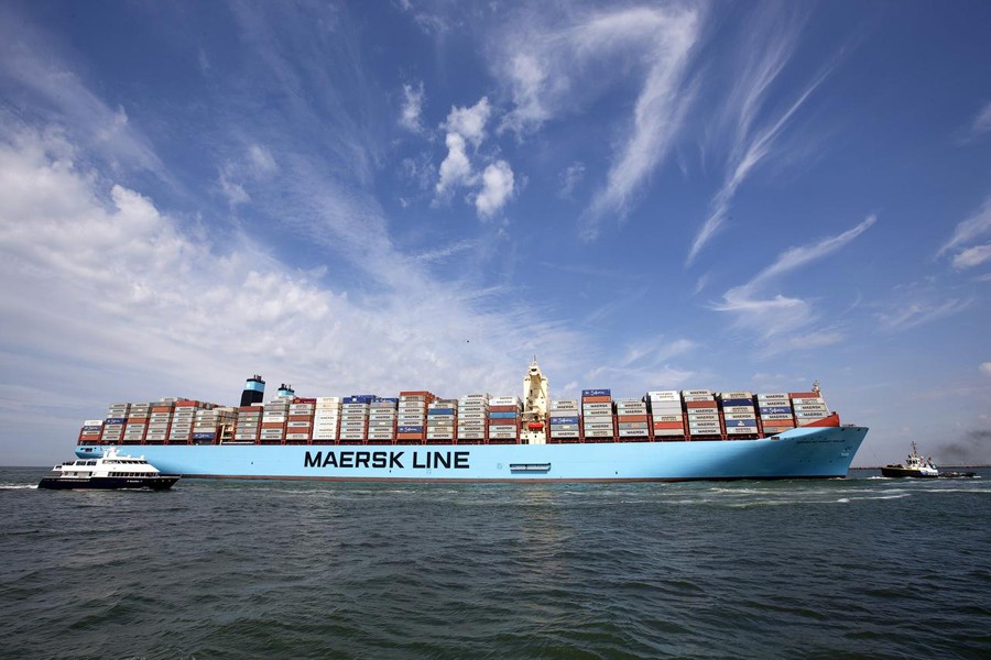 The MV Maersk Mc-Kinney Moller, the world's biggest container ship, arrives at the harbour of Rotterdam on August 16, 2013 — Reuters/Files