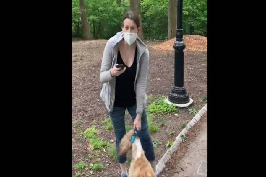 Christian Cooper filmed Amy Cooper-- after she refused to stop her dog running through woodland (photo by Christian Cooper)