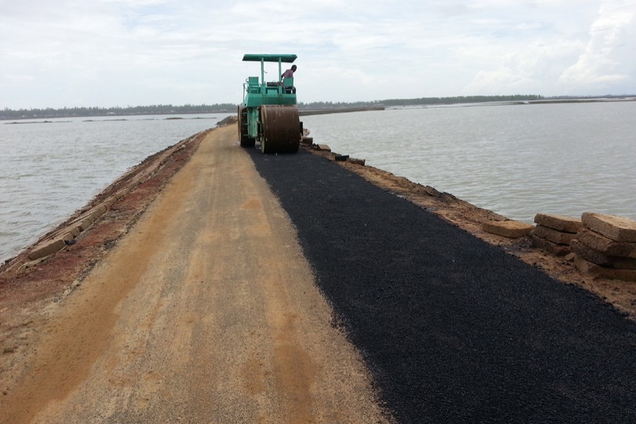 Representational photo shows construction work going on at Materbari-Nolbila Road under IRIDP in Maheshkhali. Courtesy: LGED
