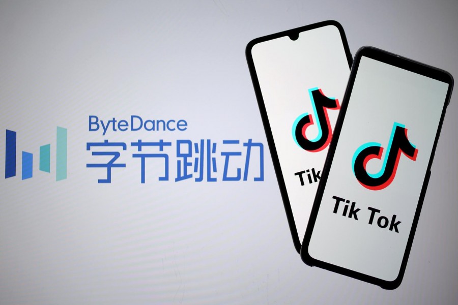 Tik Tok logos are seen on smartphones in front of a displayed ByteDance logo in this illustration taken November 27, 2019 — Reuters/Files