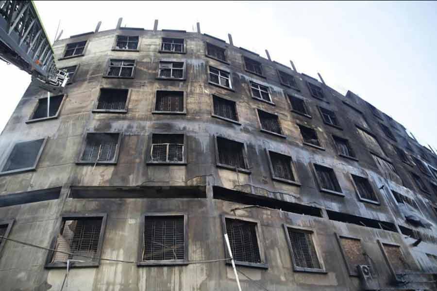 Shezan juice factory after a fire in Narayanganj —Xinhua Photo