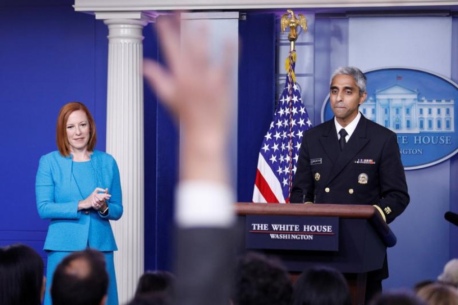 A journalist raises a hand to ask a question during United States Surgeon General Vivek Murthy’s remarks at a news conference with White House Press Secretary Jen Psaki at the White House in Washington, US on July 15, 2021 — Reuters photo