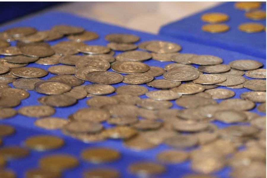 Coins at the National Museum of Iraq, which US special forces recovered in an operation against an Islamic State commander known as Abu Sayyaf in May 2015 (File: Reuters/Thaier Al-Sudani)