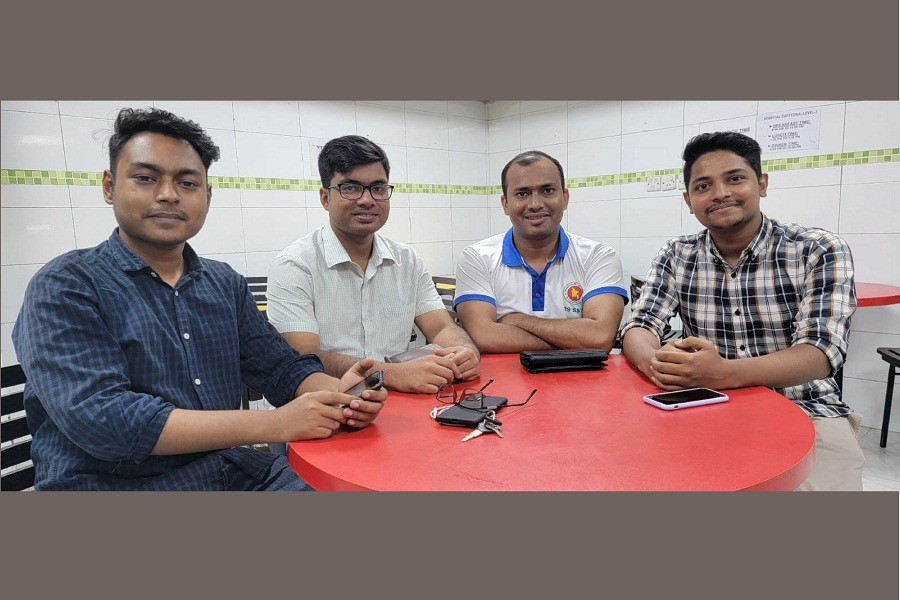 (From left) Zulias Cizar Talukdar, Founder; Jewel Rana, Founding Member; Arafat Chowdhury, Founding Member; Shihab, Volunteer