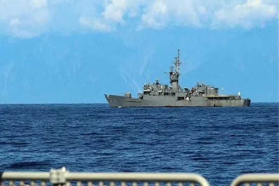 A Taiwan military vessel is seen from a Navy Force vessel under the Eastern Theatre Command of China's People's Liberation Army (PLA) during the navy's military exercises in the waters around Taiwan, at an undisclosed location in this August 5, 2022 handout released on August 6, 2022. Eastern Theatre Command via REUTERS