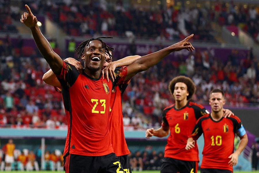 Belgium's Michy Batshuayi celebrates scoring their first goal against Canada in Group F match of FIFA World Cup Qatar 2022 at Ahmad Bin Ali Stadium in Al Rayyan, Qatar on November 23, 2022 — Reuters photo